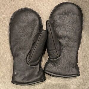 Skydeeer Unisex Black Leather Mittens Waterproof Winter Insulated Size Large
